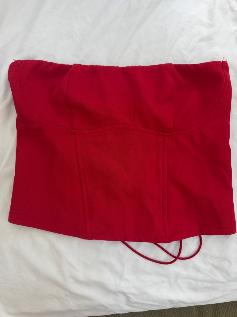 Edikted Red Lace-Up Bustier Crop Top